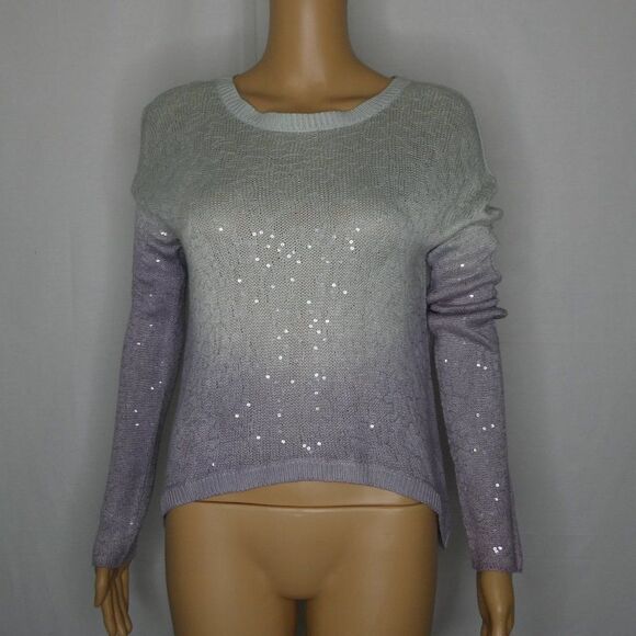 Chan Luu Ombre Glacier Sequin Sweater NWT Hi Low M - Picture 1 of 11